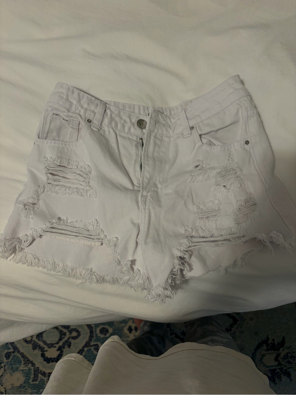Distressed White Women's Denim Cutoff Shorts